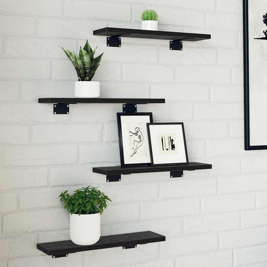 vidaXL Ράφι Βιβλίων 4 pcs Μαύρο 40 x 10 x 1,5 cm Επεξεργασμένο ξύλο