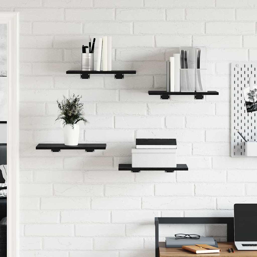 vidaXL Ράφι Βιβλίων 4 pcs Μαύρο 40 x 30 x 1.5 cm Επεξεργασμένο ξύλο
