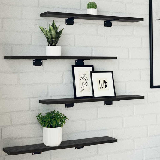 vidaXL Ράφι Βιβλίων 4 pcs Μαύρο 60 x 10 x 1.5 cm Επεξεργασμένο ξύλο