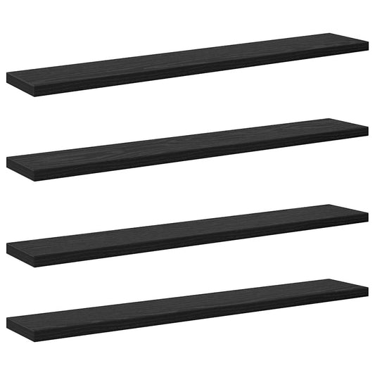 vidaXL Ράφι Βιβλίων 4 pcs Μαύρο 60 x 10 x 1.5 cm Επεξεργασμένο ξύλο