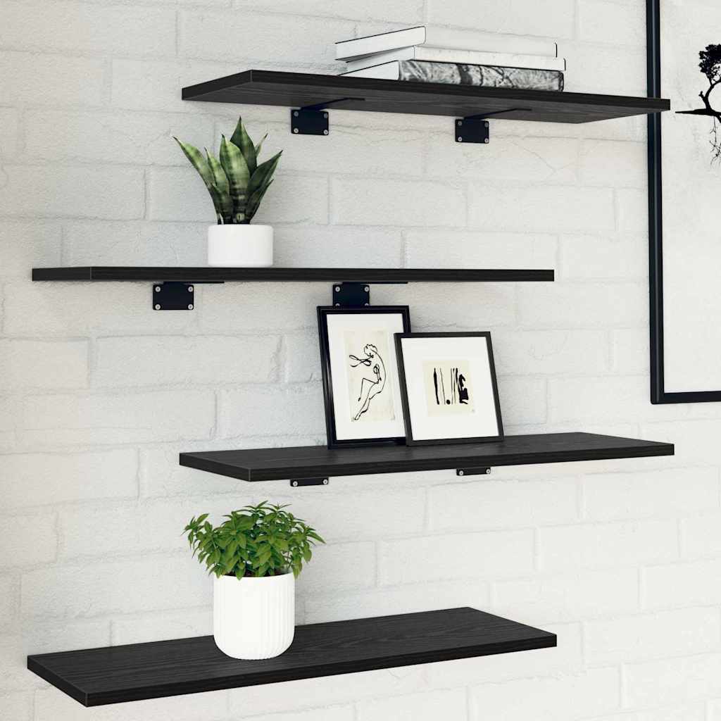 vidaXL Ράφι Βιβλίων 4 pcs Μαύρο 60 x 20 x 1.5 cm Επεξεργασμένο ξύλο
