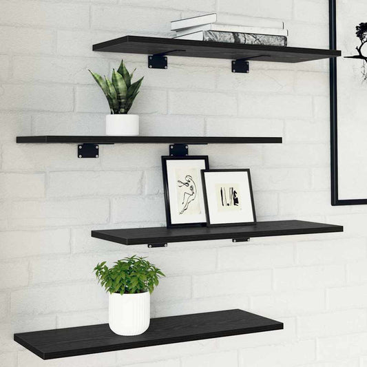 vidaXL Ράφι Βιβλίων 4 pcs Μαύρο 60 x 20 x 1,5 cm Επεξεργασμένο ξύλο