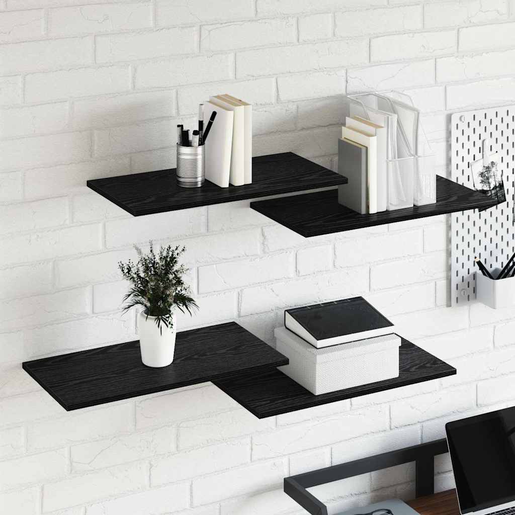 vidaXL Ράφι Βιβλίων 4 pcs Μαύρο 60 x 30 x 1.5 cm Επεξεργασμένο ξύλο