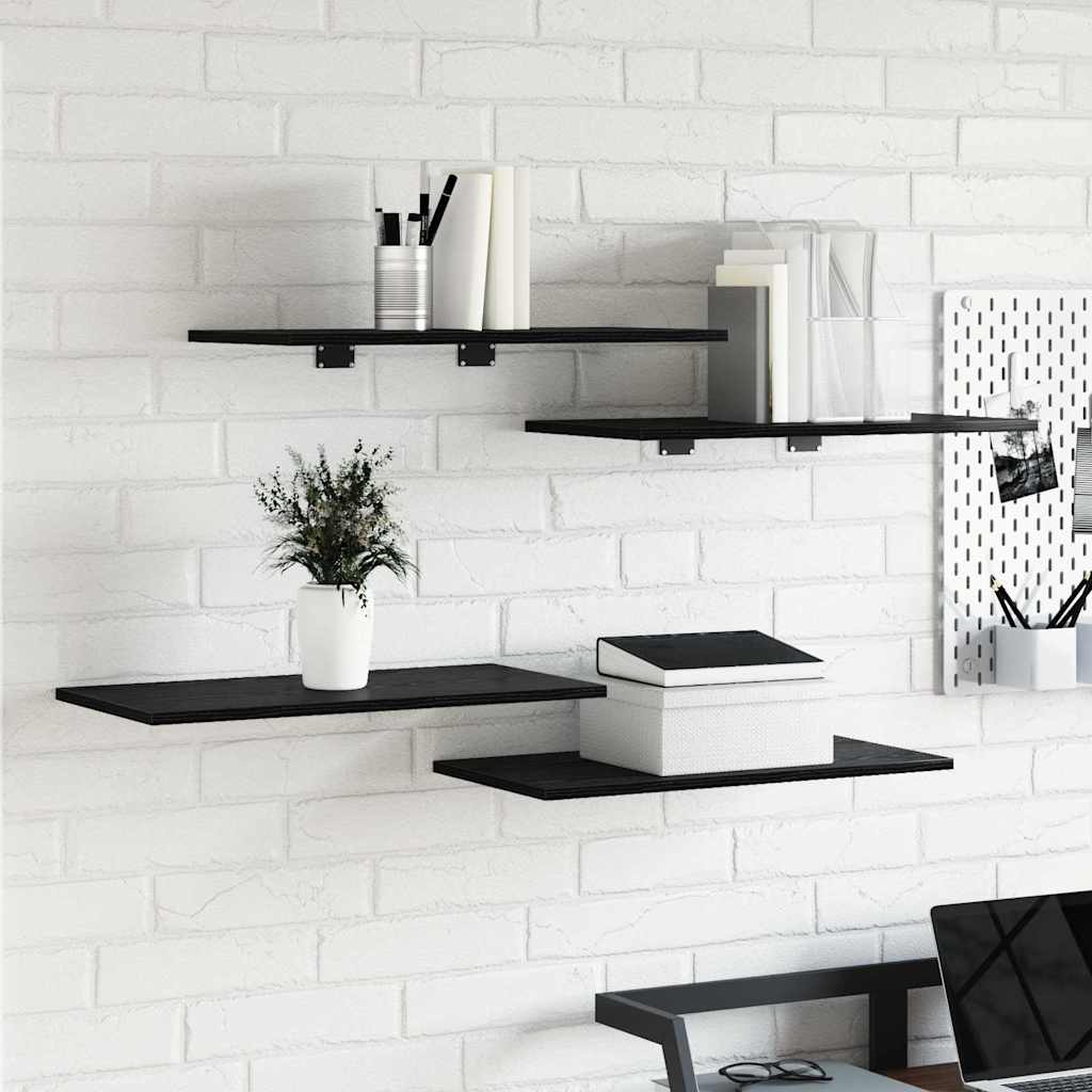 vidaXL Ράφι Βιβλίων 4 pcs Μαύρο 60 x 30 x 1.5 cm Επεξεργασμένο ξύλο