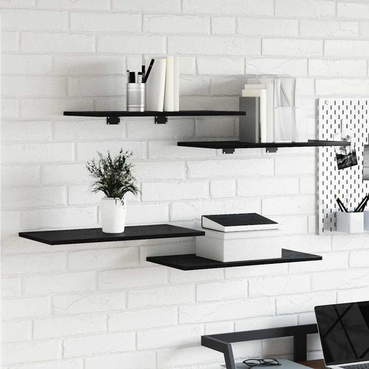vidaXL Ράφι Βιβλίων 4 pcs Μαύρο 60 x 30 x 1.5 cm Επεξεργασμένο ξύλο