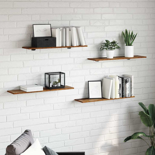 vidaXL Ράφι Βιβλίων 4 pcs Καφέ 80 x 20 x 1,5 cm Επεξεργασμένο ξύλο