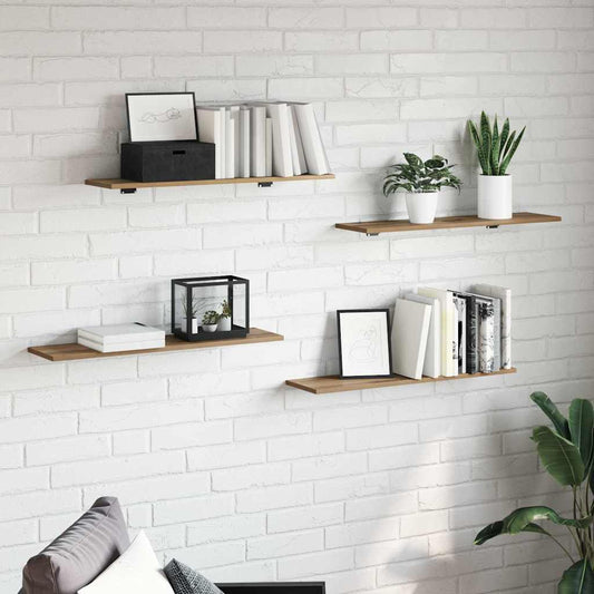 vidaXL Ράφι Βιβλίων 4 pcs Καφέ 80 x 20 x 1,5 cm Επεξεργασμένο ξύλο