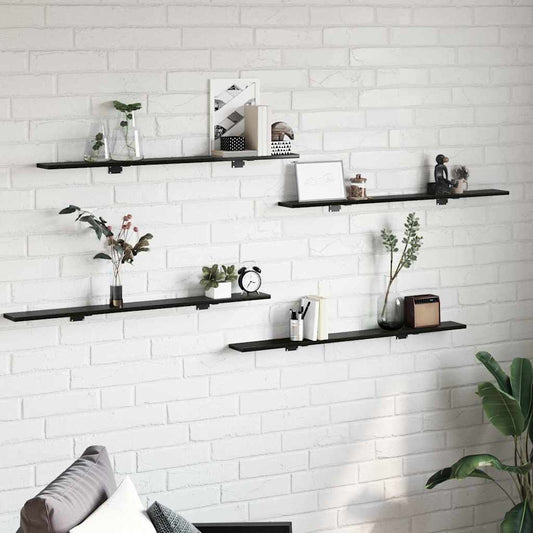 vidaXL Ράφι Βιβλίων 4 pcs Μαύρο 100 x 10 x 1,5 cm Επεξεργασμένο ξύλο