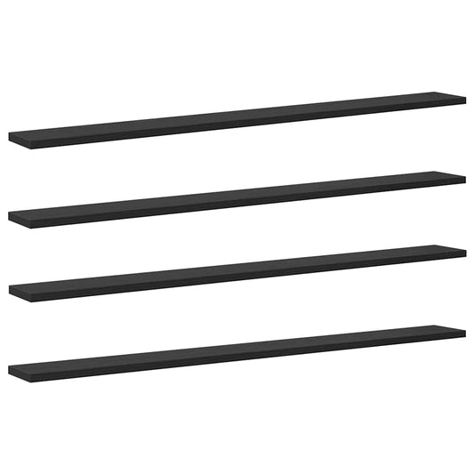 vidaXL Ράφι Βιβλίων 4 pcs Μαύρο 100 x 10 x 1,5 cm Επεξεργασμένο ξύλο