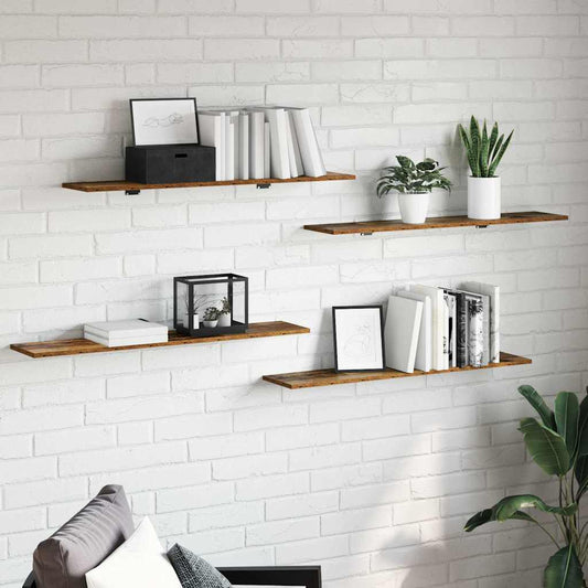 vidaXL Ράφι Βιβλίων 4 pcs Καφέ 100 x 20 x 1.5 cm Επεξεργασμένο ξύλο