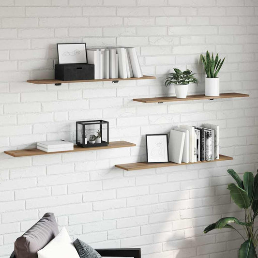 vidaXL Ράφι Βιβλίων 4 pcs Καφέ 100 x 20 x 1,5 cm Επεξεργασμένο ξύλο