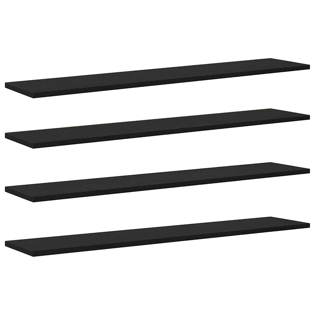 vidaXL Ράφι Βιβλίων 4 pcs Μαύρο 100 x 20 x 1,5 cm Επεξεργασμένο ξύλο