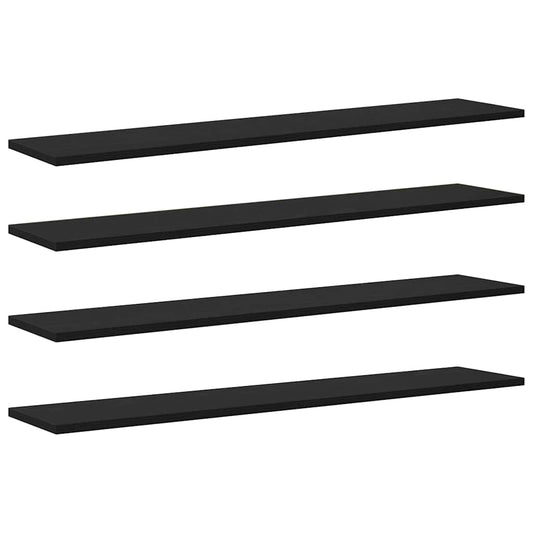 vidaXL Ράφι Βιβλίων 4 pcs Μαύρο 100 x 20 x 1,5 cm Επεξεργασμένο ξύλο