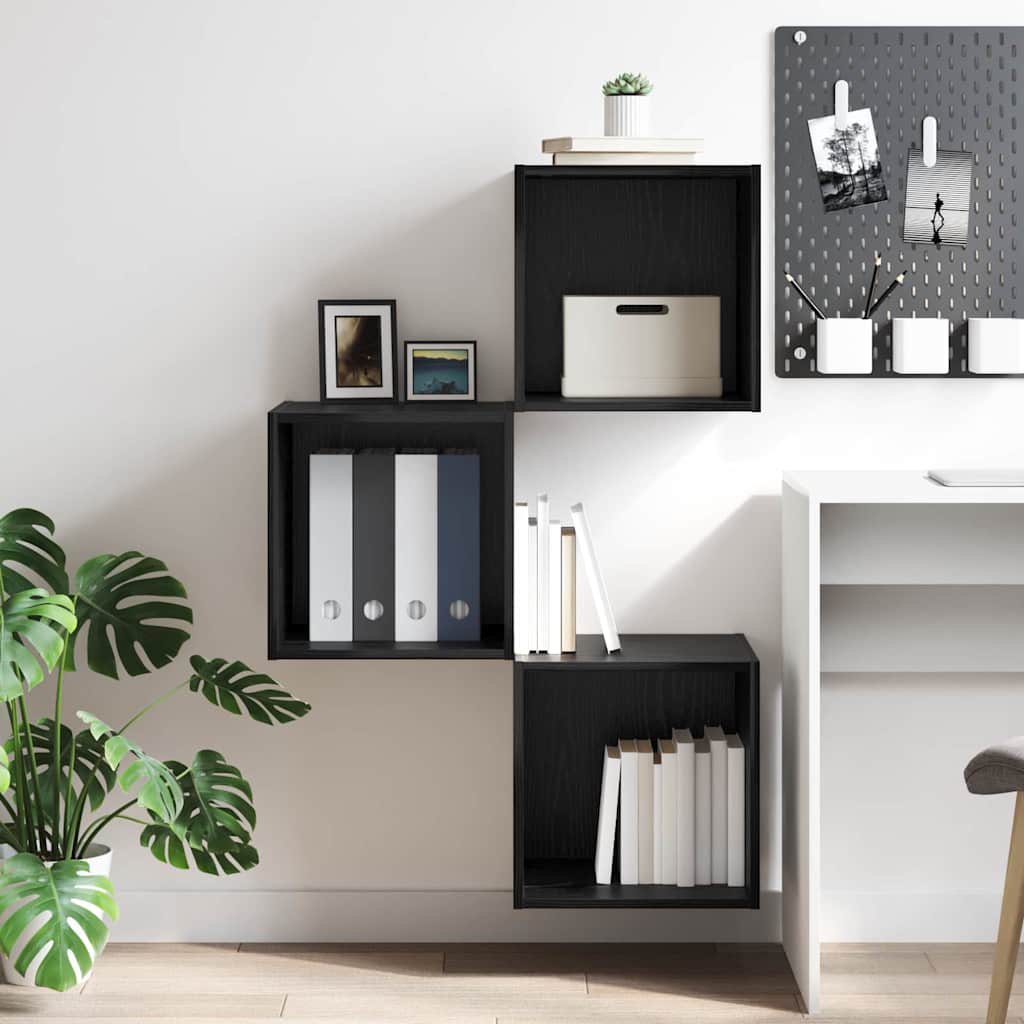 vidaXL Ντουλάπα Τοίχου Μαύρη Οξυά 37 x 37 x 37 εκ Επεξεργασμένο ξύλο