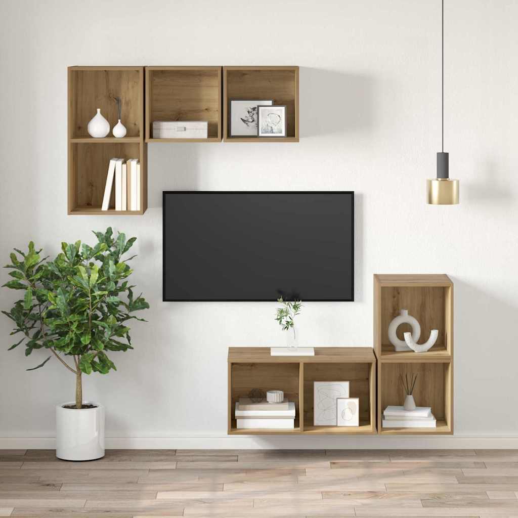 vidaXL Σετ επίπλου τηλεόρασης Επιτοίχιο Artisan Oak 37 x 37 x 72 εκ