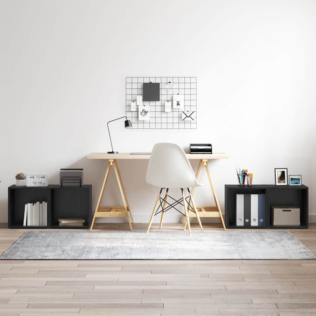 vidaXL Σετ επίπλου τηλεόρασης Επιτοίχιο 4 pcs Μαύρο 37 x 35 x 37,5 εκ