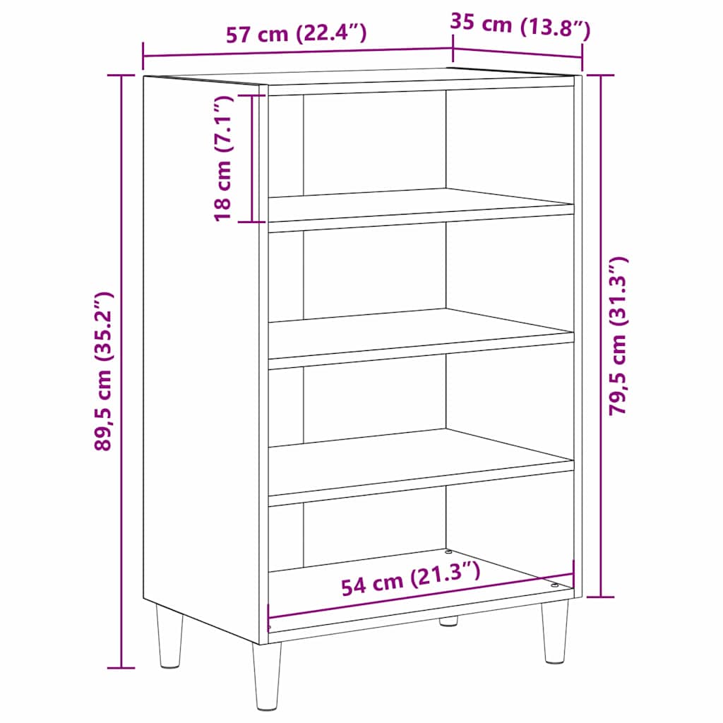 vidaXL Πλαϊνό γραφείο Παλιό ξύλο 57 x 35 x 89.5 εκ Επεξεργασμένο ξύλο
