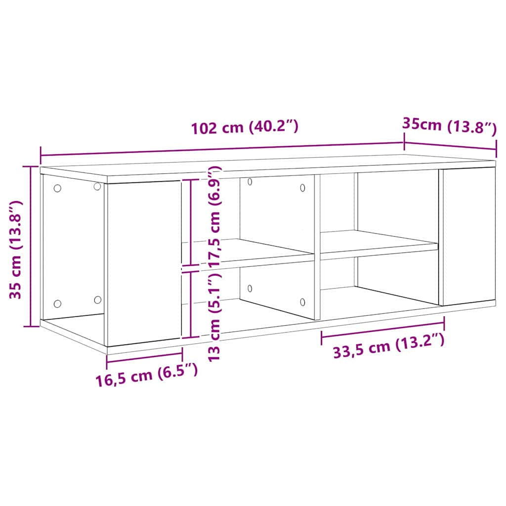 vidaXL Σετ επίπλου τηλεόρασης Επιτοίχιο Artisan Oak 102 x 35 x 35 cm