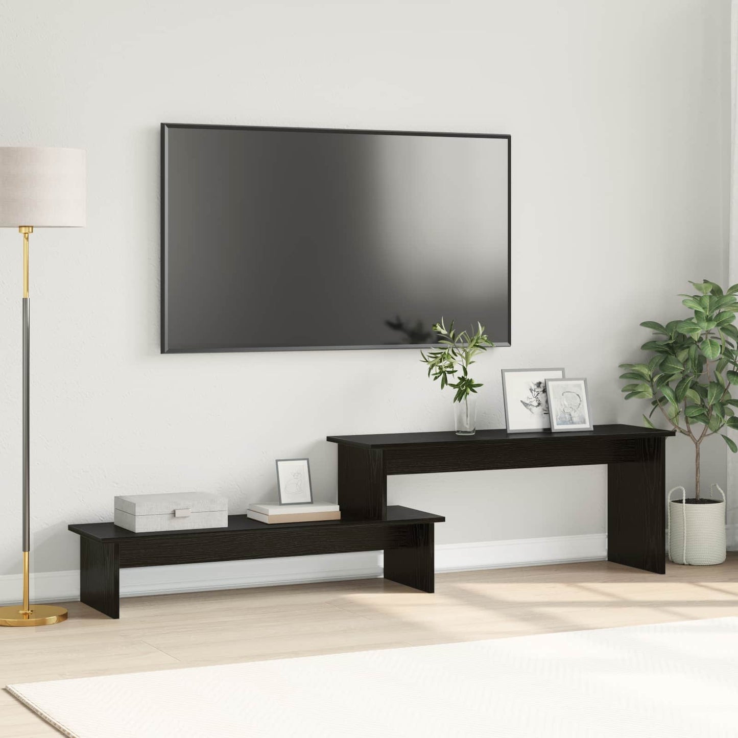 vidaXL Σετ επίπλου τηλεόρασης Επιτοίχιο Μαύρη Οξυά 180 x 30 x 43 εκ.