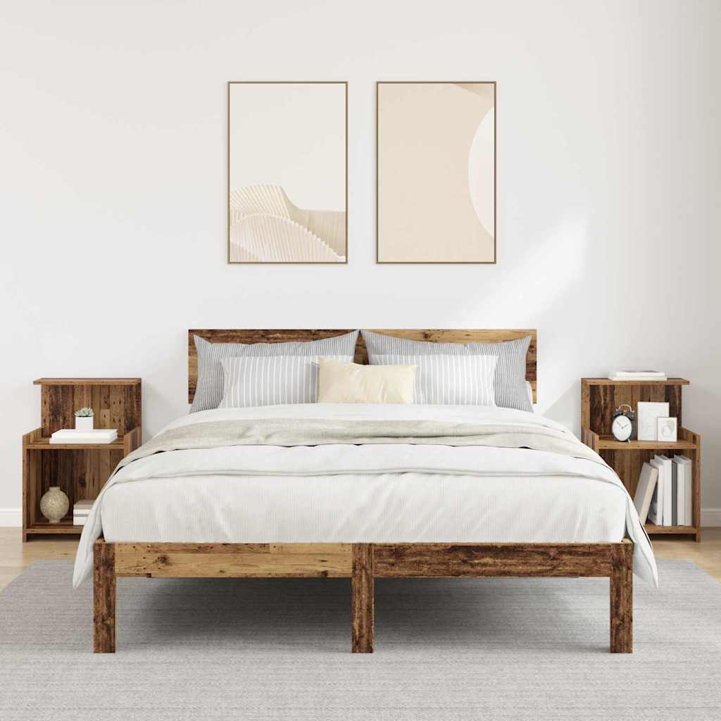 vidaXL Κομοδίνο 2 pcs Παλιό ξύλο 40 x 35 x 60 εκ. Επεξεργασμένο ξύλο