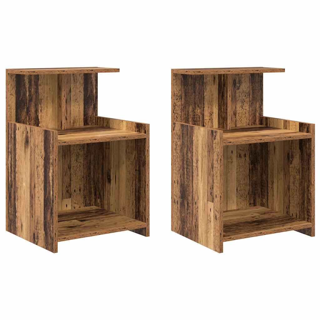 vidaXL Κομοδίνο 2 pcs Παλιό ξύλο 40 x 35 x 60 εκ. Επεξεργασμένο ξύλο
