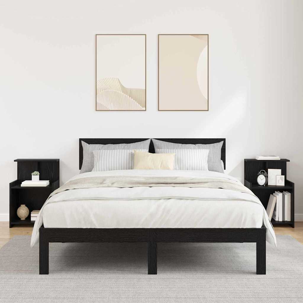 vidaXL Κομοδίνο 2 pcs Μαύρη Οξυά 40 x 35 x 60 εκ. Επεξεργασμένο ξύλο
