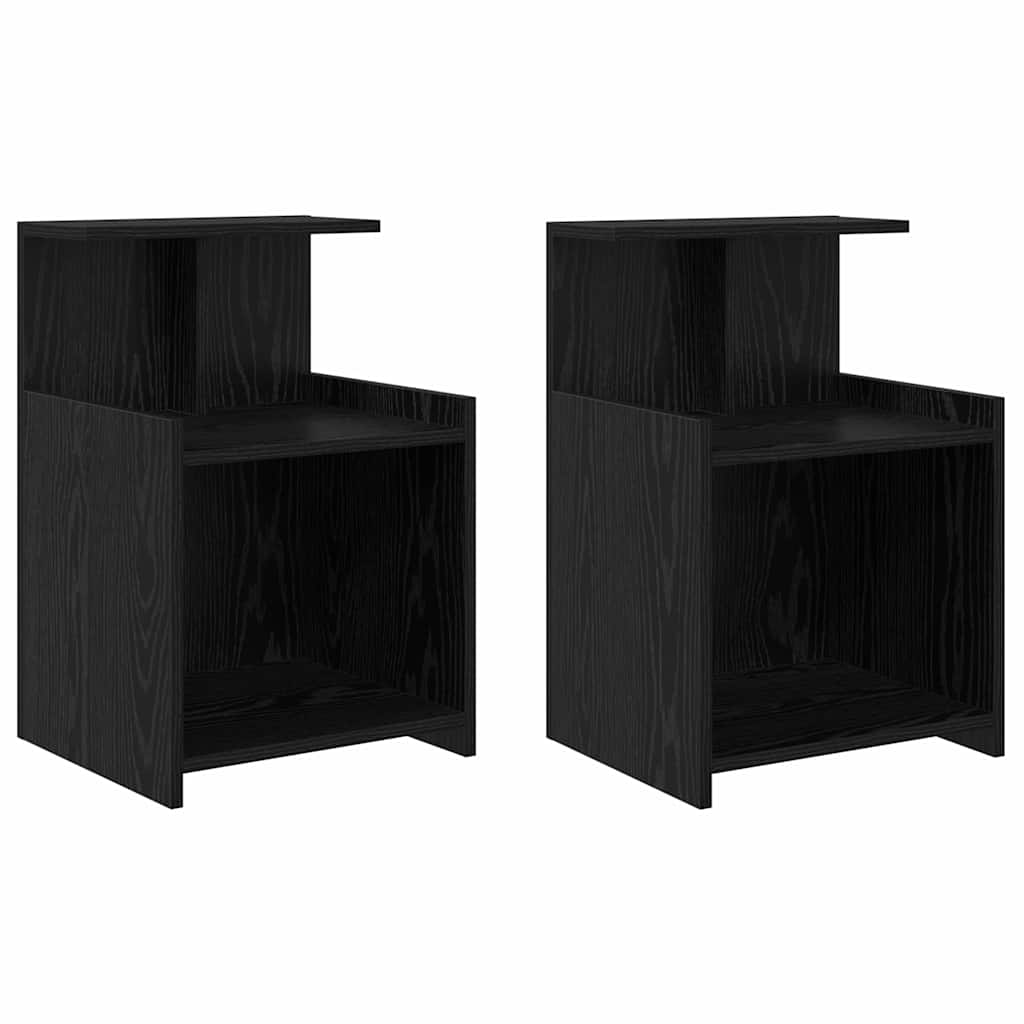 vidaXL Κομοδίνο 2 pcs Μαύρη Οξυά 40 x 35 x 60 εκ. Επεξεργασμένο ξύλο
