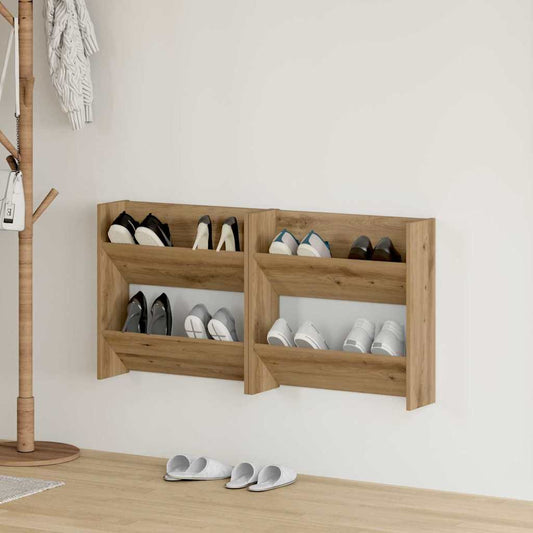 vidaXL Ντουλάπα Παπουτσιών με ράφι 2 pcs Artisan Oak 60 x 18 x 60 εκ