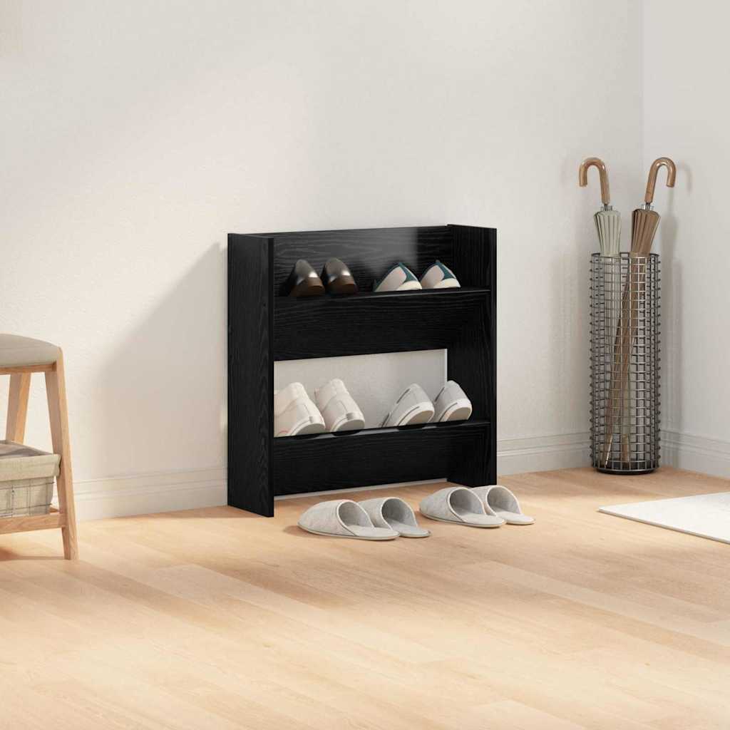 vidaXL Ντουλάπα παπουτσιών τοίχου Άλλο Μαύρη δρυς Επεξεργασμένο ξύλο