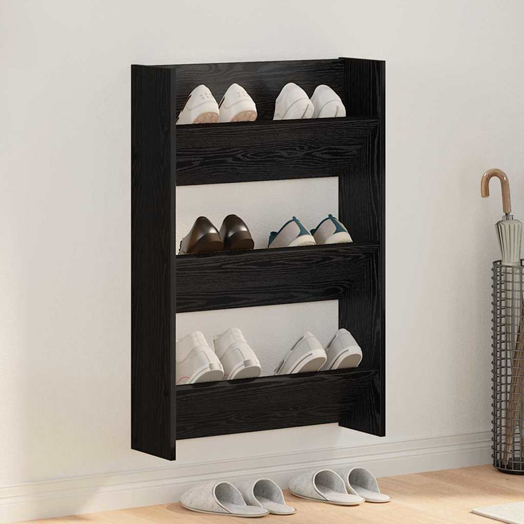 vidaXL Ντουλάπα παπουτσιών τοίχου Άλλο Μαύρη δρυς Επεξεργασμένο ξύλο
