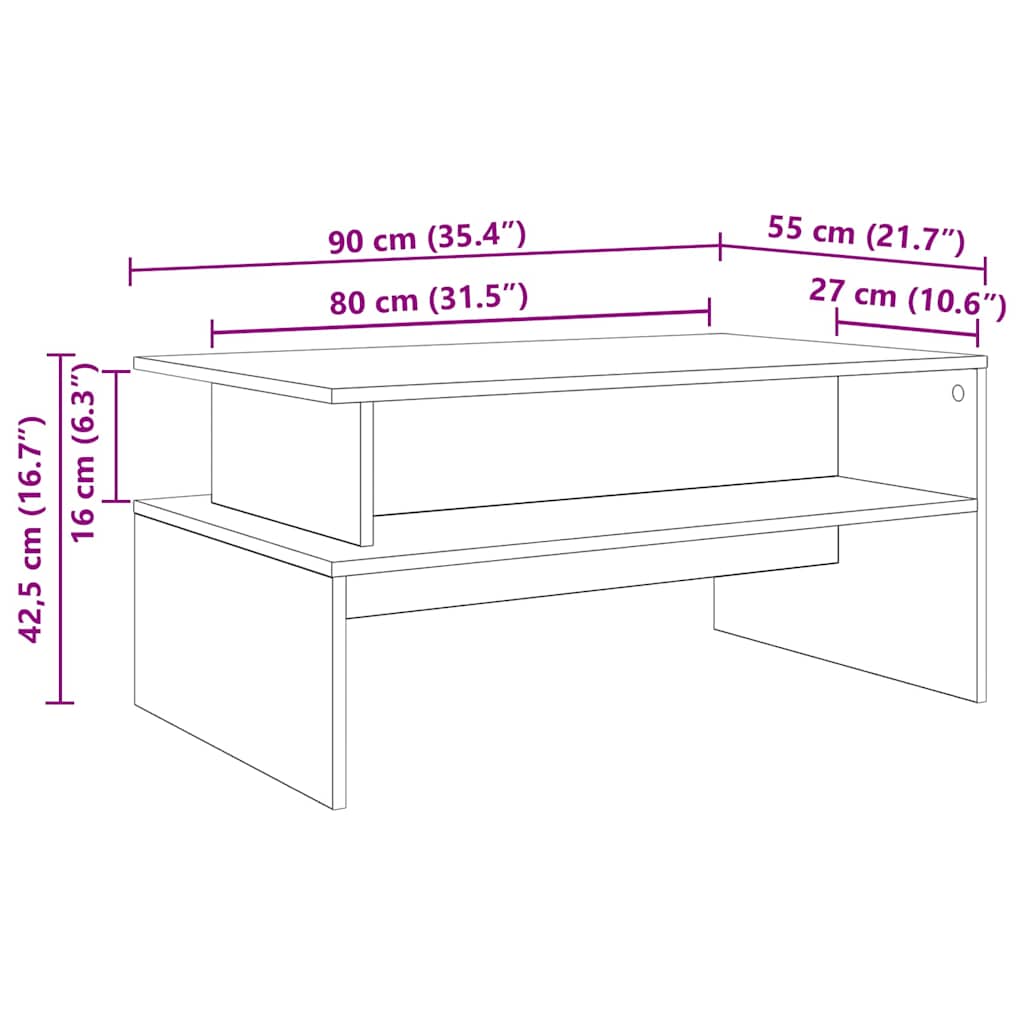 vidaXL Τραπεζάκι σαλονιού Παλιό ξύλο 90 x 55 x 42.5 εκ