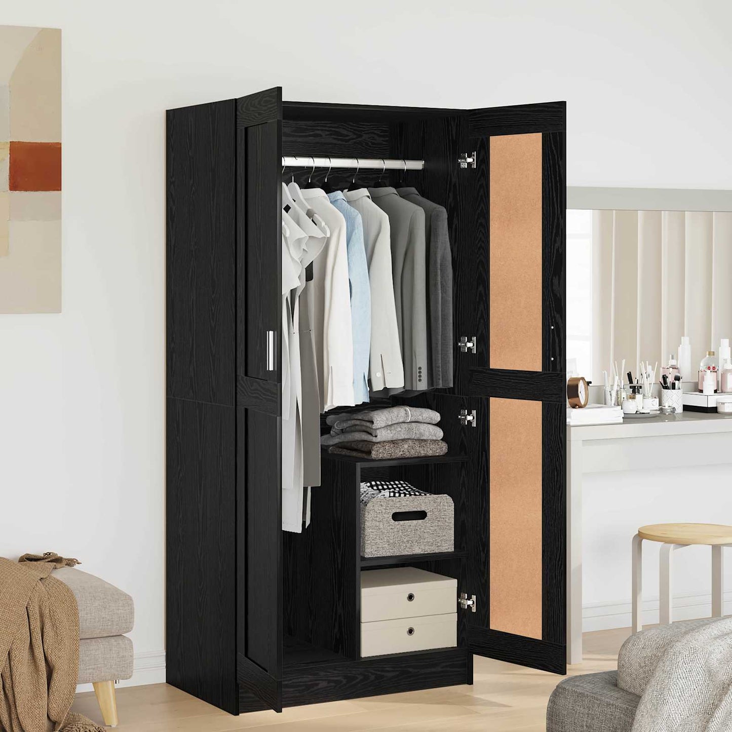 vidaXL Ντουλάπι Μαύρη Οξυά 82,5 x 51,5 x 180 εκ. Επεξεργασμένο Ξύλο