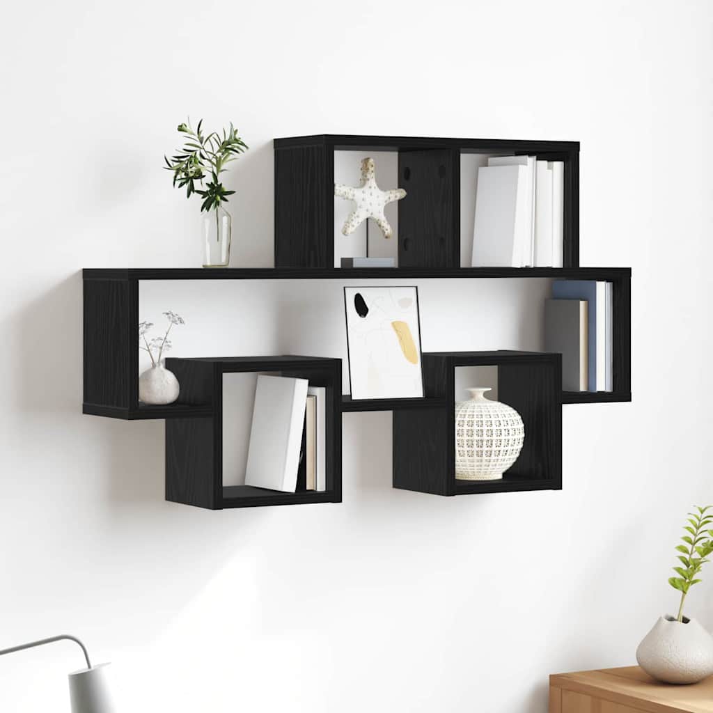 vidaXL Ράφι Τοίχου Μαύρη δρυς 82 x 15 x 51 εκ Επεξεργασμένο ξύλο