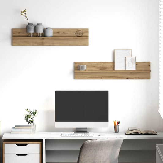 vidaXL Ράφι Τοίχου με ράφι 2 pcs Artisan Oak 80 x 11,5 x 18 εκ