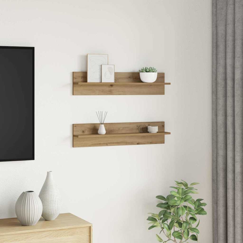 vidaXL Ράφι Τοίχου με ράφι 2 pcs Artisan Oak 80 x 11,5 x 18 εκ