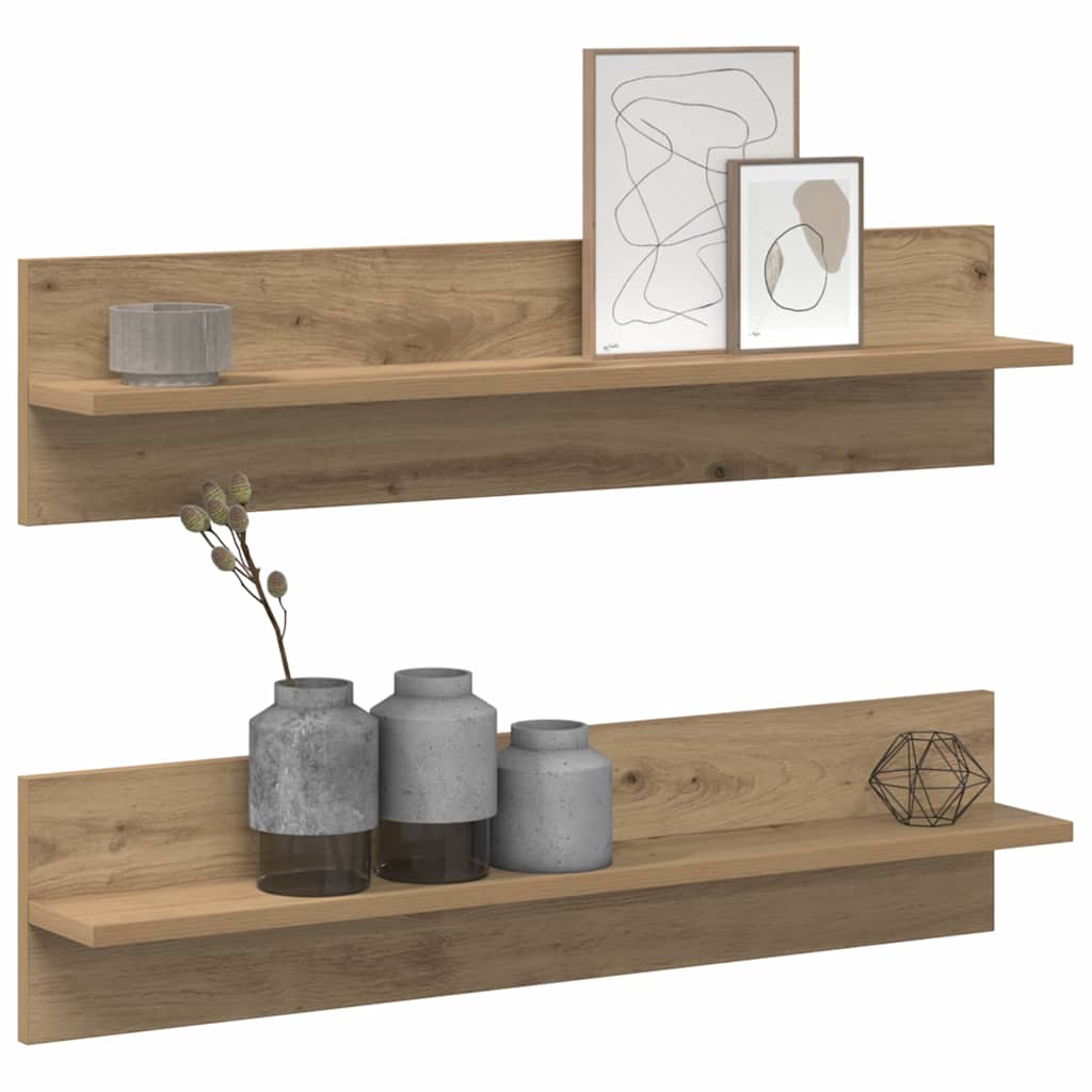 vidaXL Ράφι Τοίχου με ράφι 2 pcs Artisan Oak 80 x 11,5 x 18 εκ