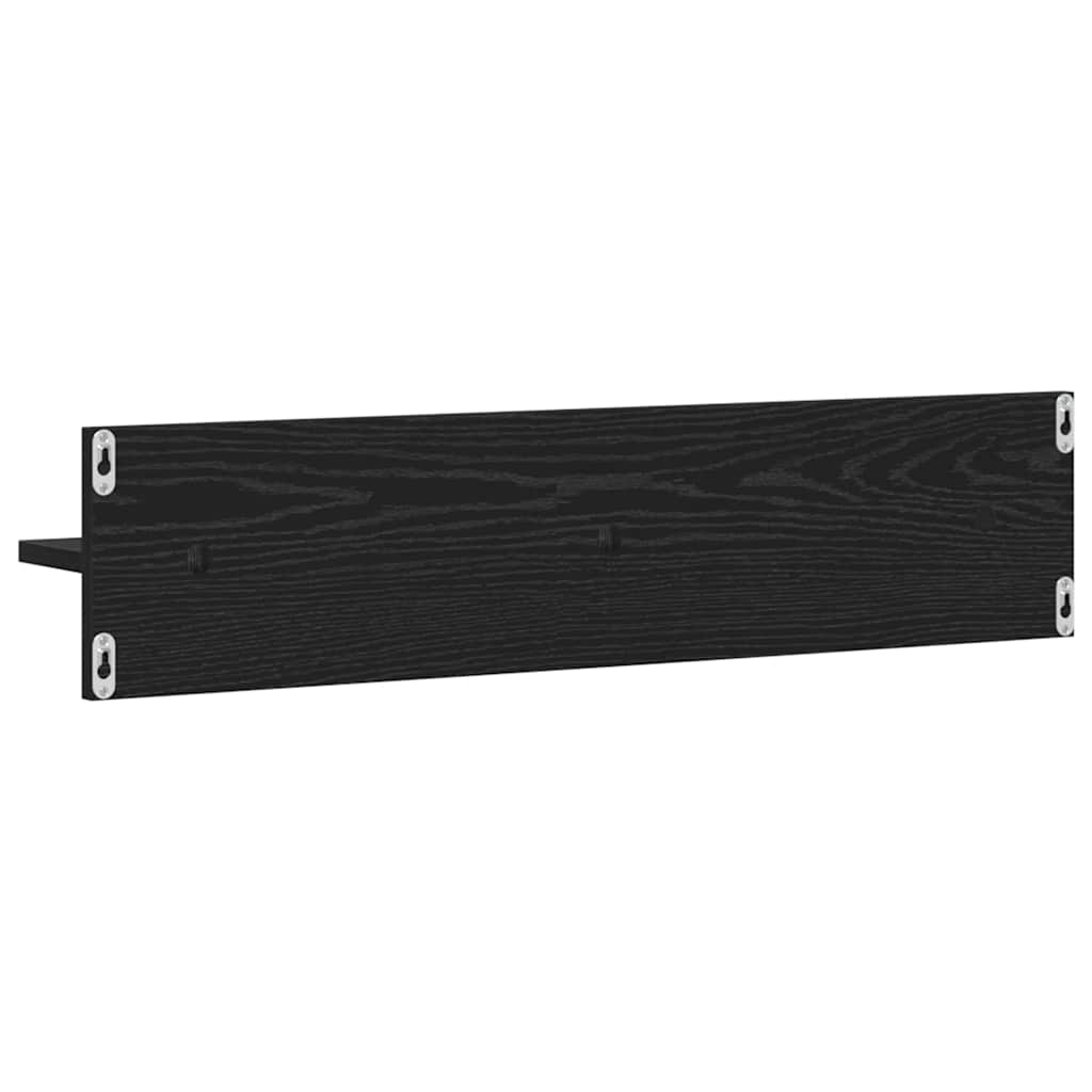 vidaXL Ράφι Τοίχου με ράφι 2 pcs Μαύρη Οξυά 80 x 11,5 x 18 εκ