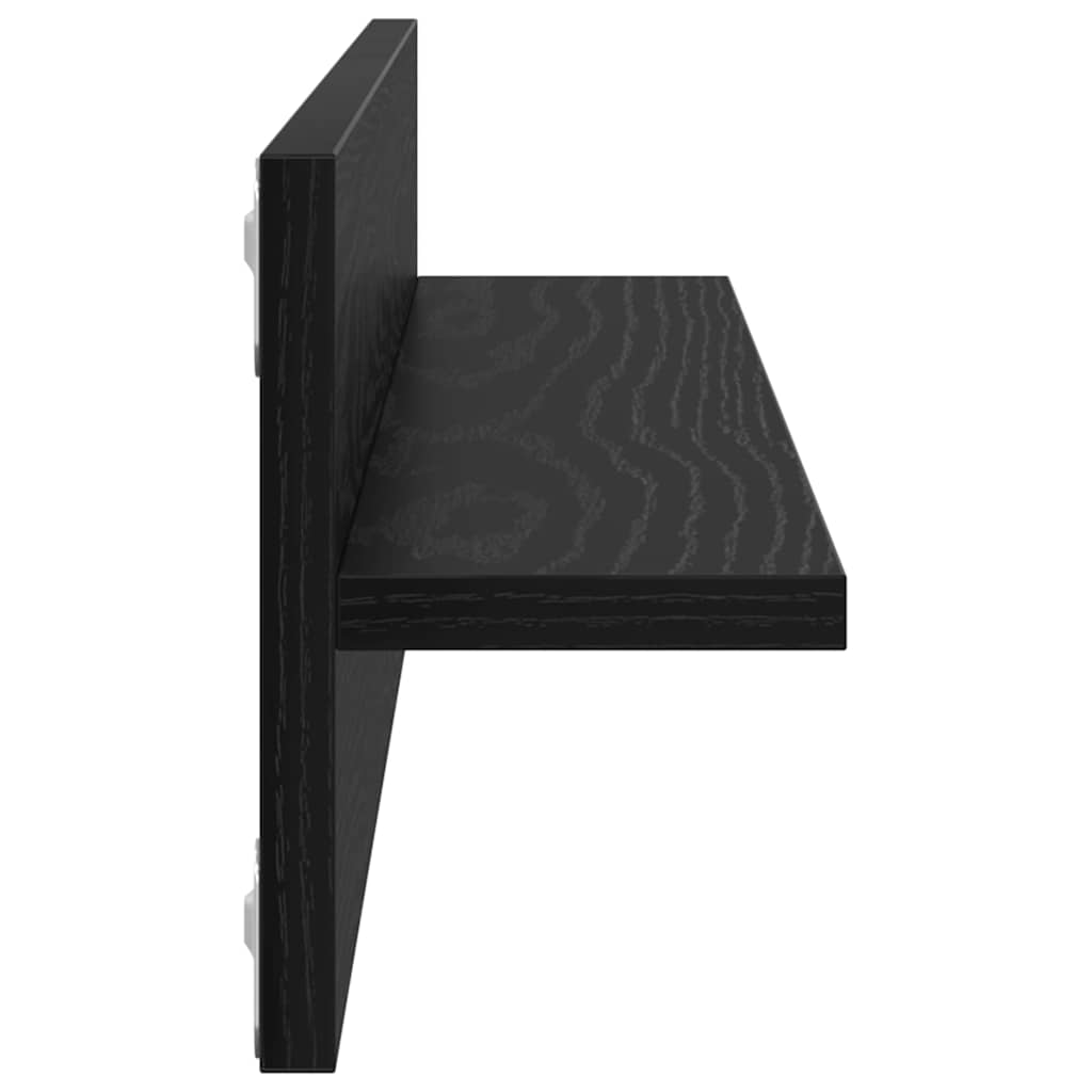 vidaXL Ράφι Τοίχου με ράφι 2 pcs Μαύρη Οξυά 80 x 11,5 x 18 εκ
