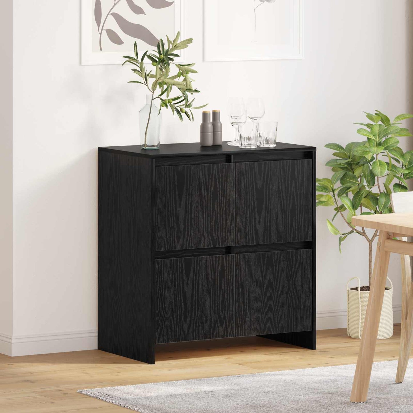 vidaXL Πλαϊνό γραφείο Μαύρη Οξυά 70 x 41 x 75 εκ. Επεξεργασμένο ξύλο