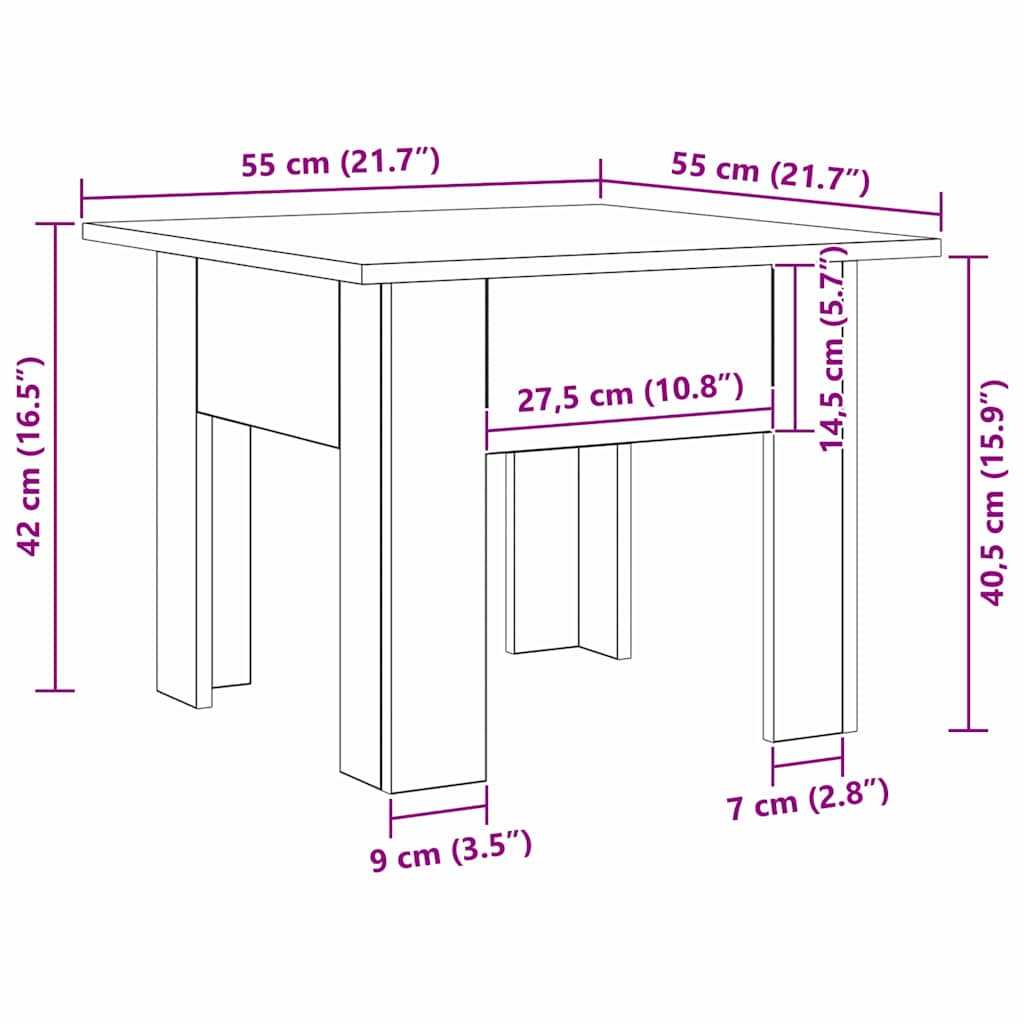 vidaXL Τραπεζάκι σαλονιού Μαύρη Οξυά 55 x 55 x 42 cm