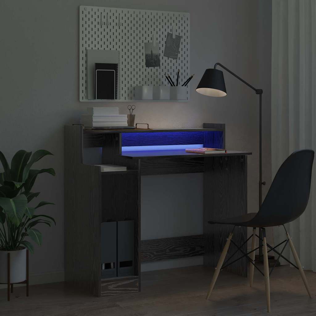 vidaXL Γραφείο με ράφι Μαύρη δρυς 97 x 45 x 90 εκ. Επεξεργασμένο ξύλο