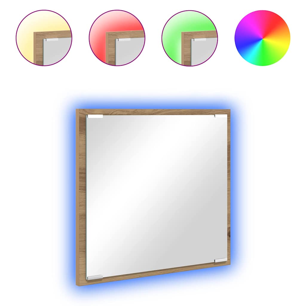 vidaXL Καθρέφτης μπάνιου LED Επιτοίχιο artisan δρυς 40 x 8.5 x 37 εκ.