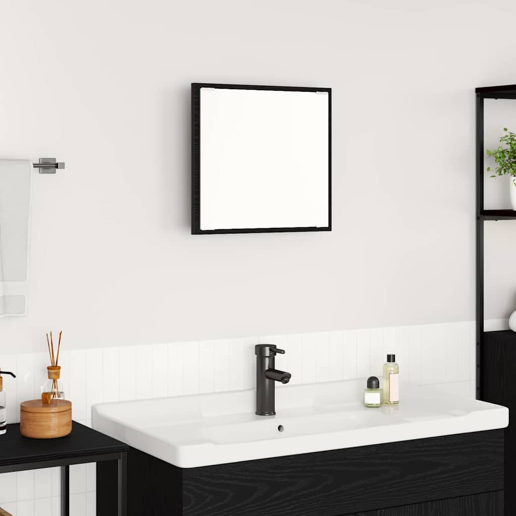 vidaXL Καθρέφτης μπάνιου LED Επιτοίχιο Μαύρη δρυς 40 x 8.5 x 37 εκ.