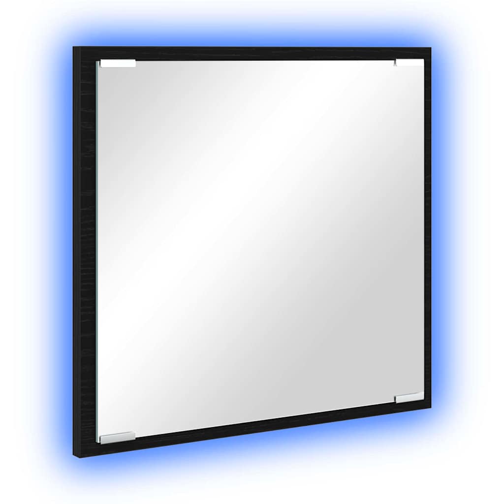 vidaXL Καθρέφτης μπάνιου LED Επιτοίχιο Μαύρη δρυς 40 x 8.5 x 37 εκ.