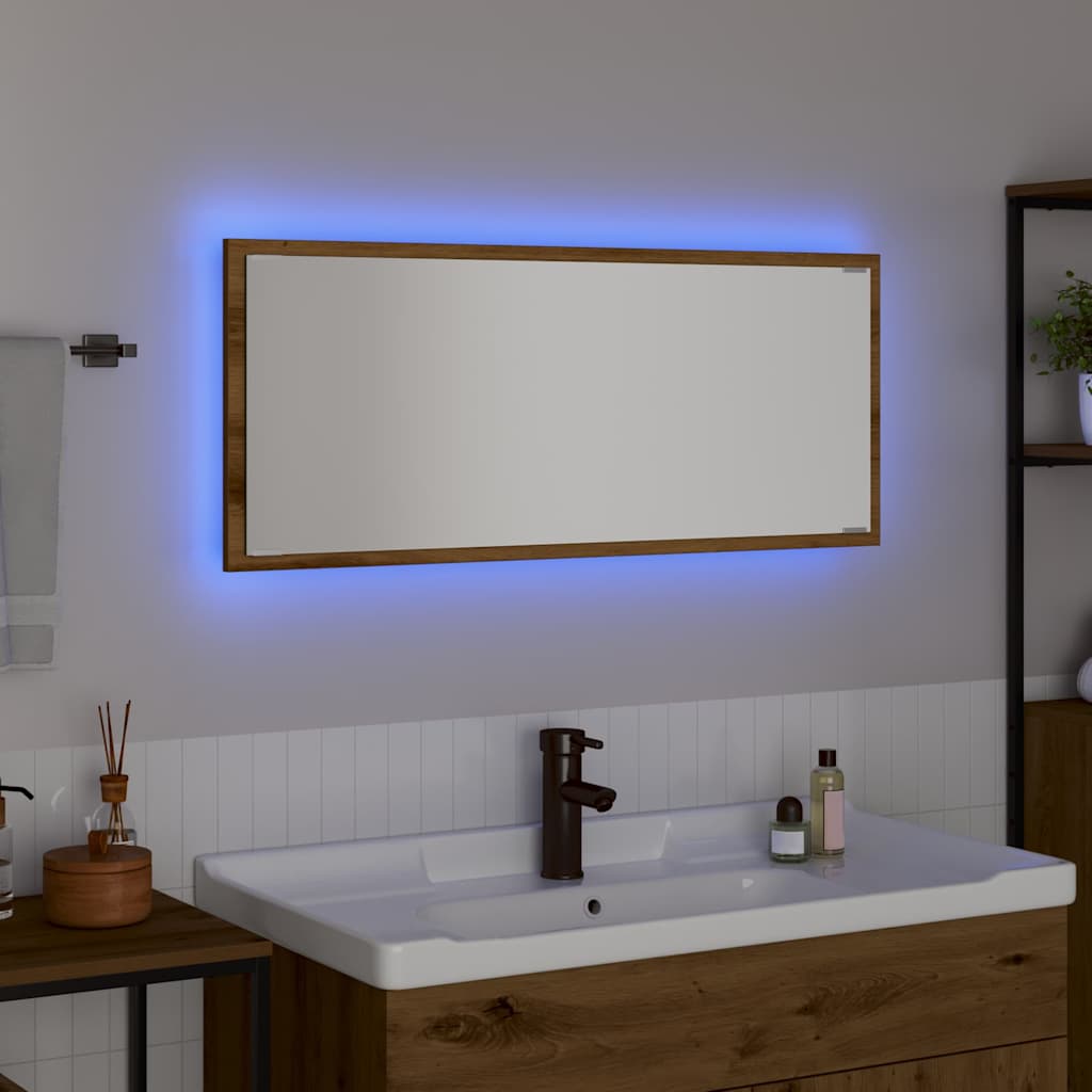 vidaXL Καθρέφτης Artisan Oak 90 x 8,5 x 37 εκ Επεξεργασμένο ξύλο