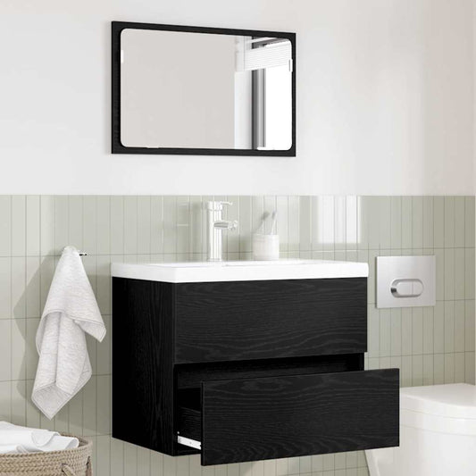 vidaXL Σετ Επίπλων Μπάνιου με συρτάρι Επιτοίχιο 2 pcs Μαύρη Οξυά