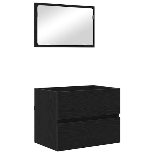 vidaXL Σετ Επίπλων Μπάνιου με συρτάρι Επιτοίχιο 2 pcs Μαύρη Οξυά