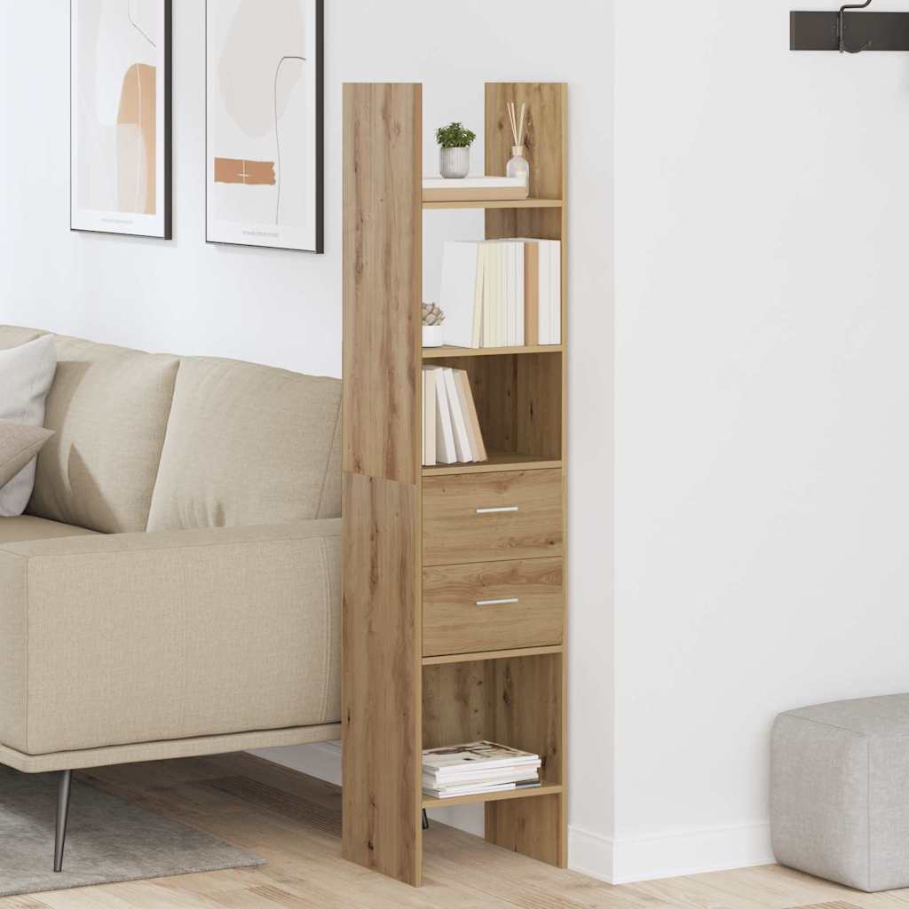 vidaXL Βιβλιοθήκη artisan δρυς 40 x 35 x 180 εκ. Επεξεργασμένο ξύλο