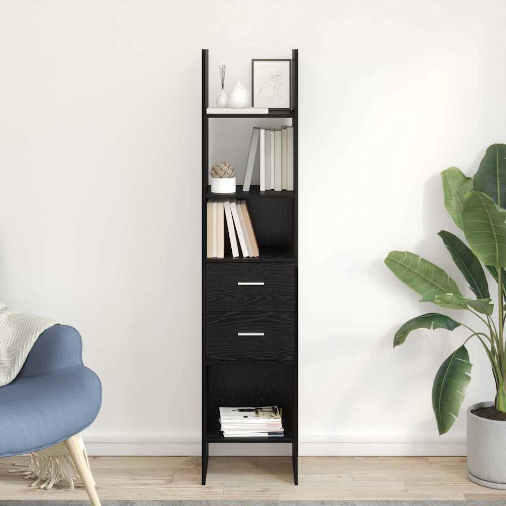 vidaXL Βιβλιοθήκη Μαύρη δρυς 40 x 35 x 180 εκ. Επεξεργασμένο ξύλο