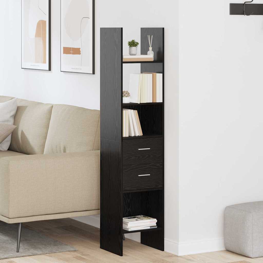 vidaXL Βιβλιοθήκη Μαύρη δρυς 40 x 35 x 180 εκ. Επεξεργασμένο ξύλο